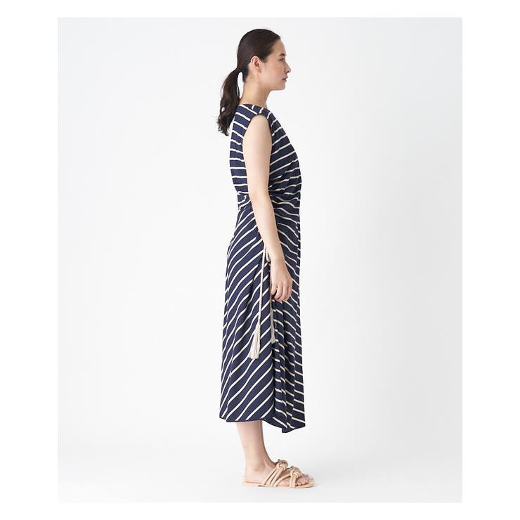 LANVIN ランバン パーティードレス 黒とストライプ ノースリーブ