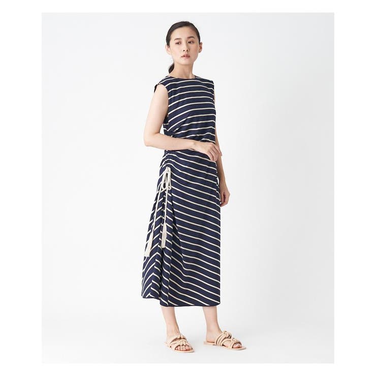 ストライプ柄ノースリーブワンピース[品番：LAVW0009839]｜LANVIN