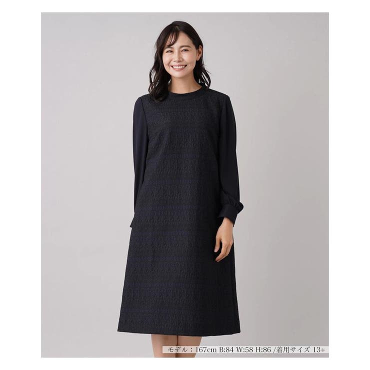 ジャカード切替ハイネックワンピース | Leilian PLUS HOUSE | 詳細画像1