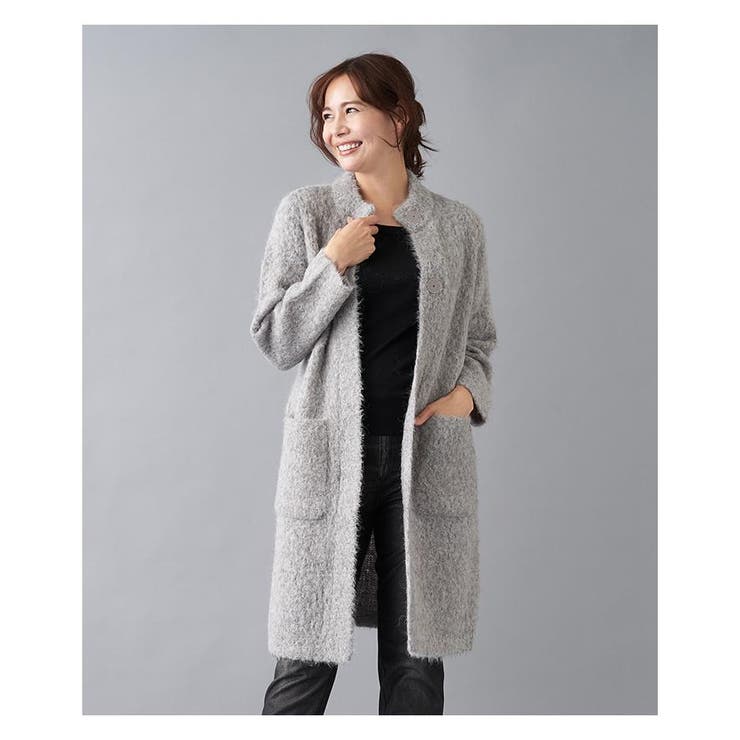 ライトグレー | スタンドカラーニットカ-ディガン | Leilian PLUS HOUSE