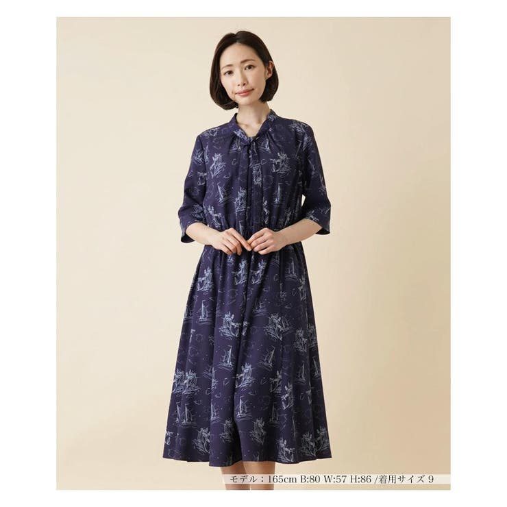 ネイビー | リボンタイワンピース | Leilian