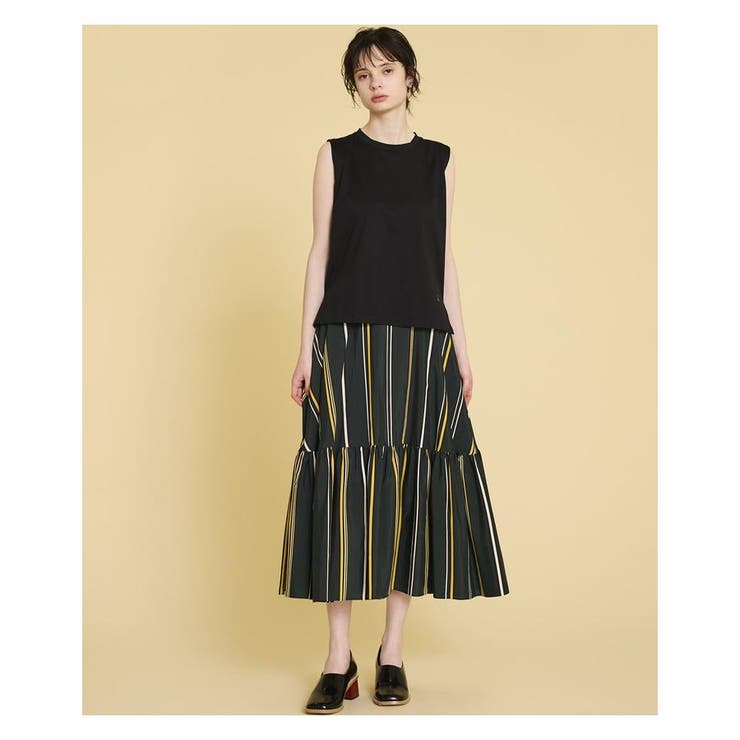 LANVIN コレクション ストライプ フレアスカート 36 LANVIN en Blue フレアギャザースカート ストライプ 36 - メルカリ