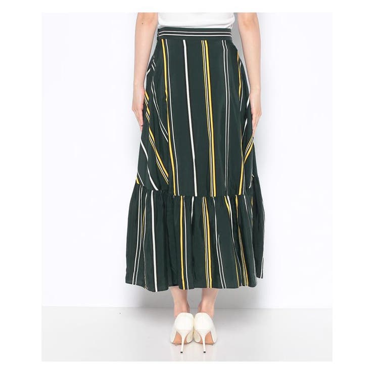 LANVIN ブラック タイトスカート ストライプ ドレープタイトスカート | LANVIN en Bleu (Women)/ランバン