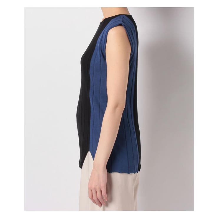 美品　20SS ランバンコレクション　ワイドリブ　バイカラー　ノースリーブニット ワイドリブバイカラーノースリーブニット[品番：LAVW0003945