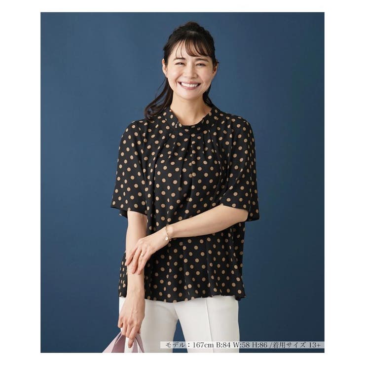 ドット柄半袖ブラウス[品番：LAVW0013853]｜Leilian PLUS HOUSE