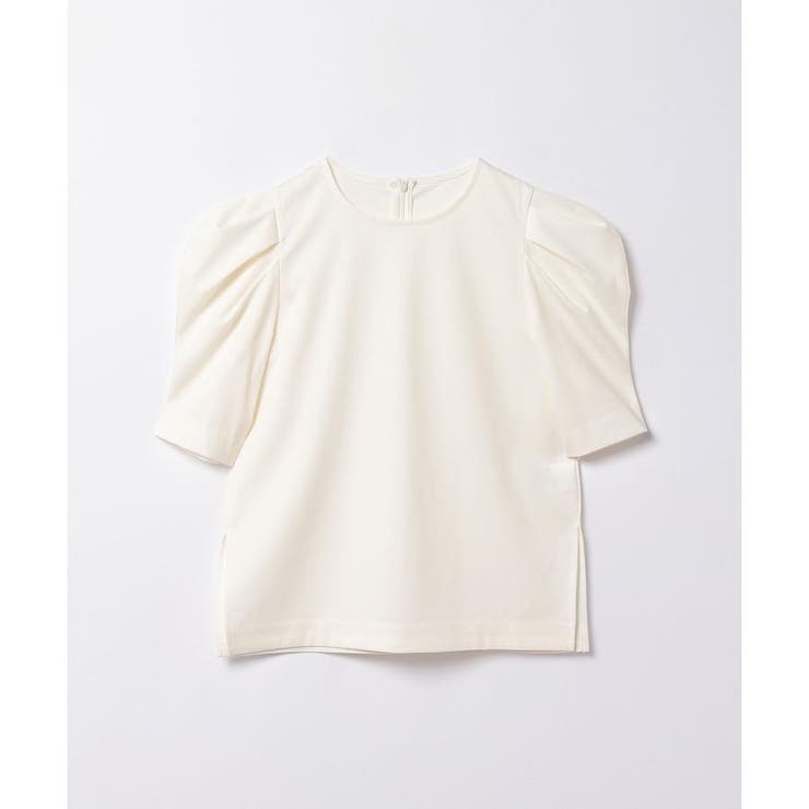 美品 LANVIN en Bleu タックパフスリーブカットソー オフホワイト 美品 LANVIN en Bleu タックパフスリーブカットソー オフホワイト
