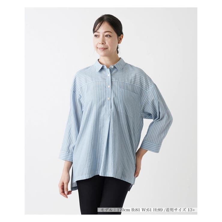 ストライプブラウス[品番：LAVW0016367]｜Leilian PLUS HOUSE