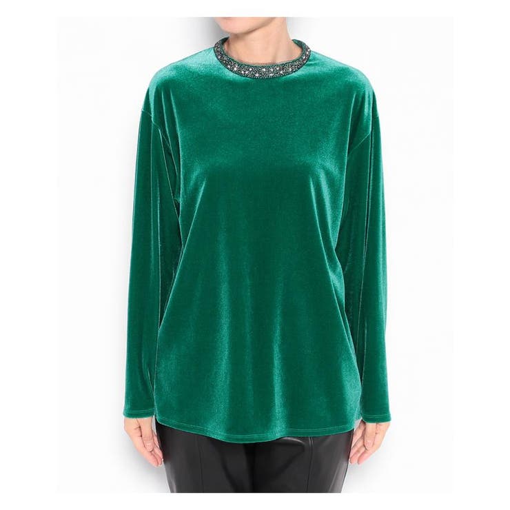 【おトク】 ビジューネックベロアカットソー[品番：LAVW0006154]｜LANVIN トップス