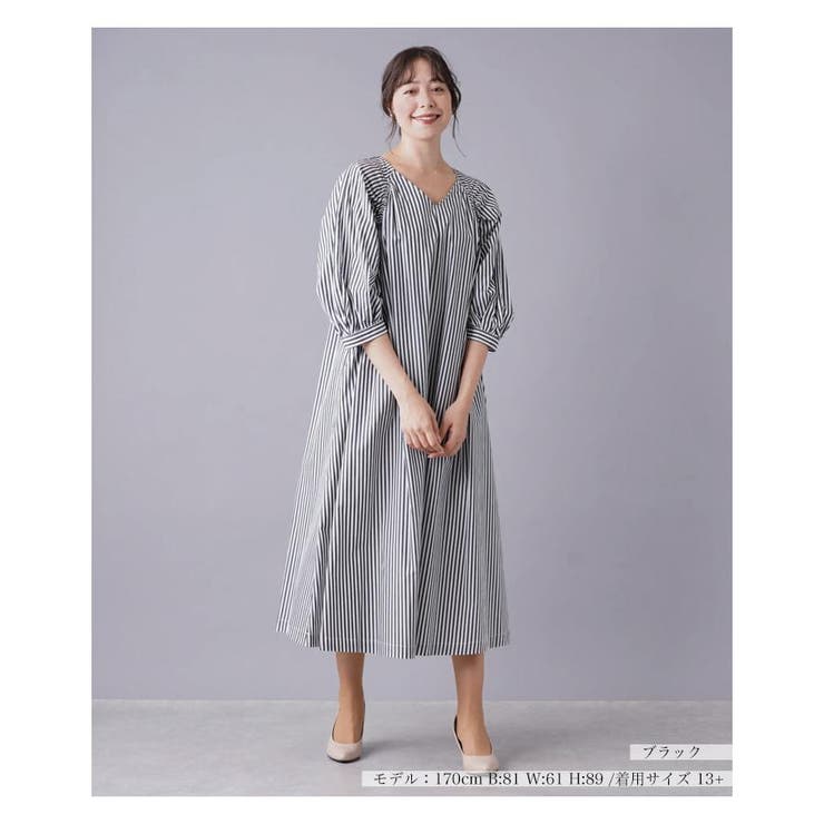 ストライプロングワンピース[品番：LAVW0010733]｜Leilian PLUS