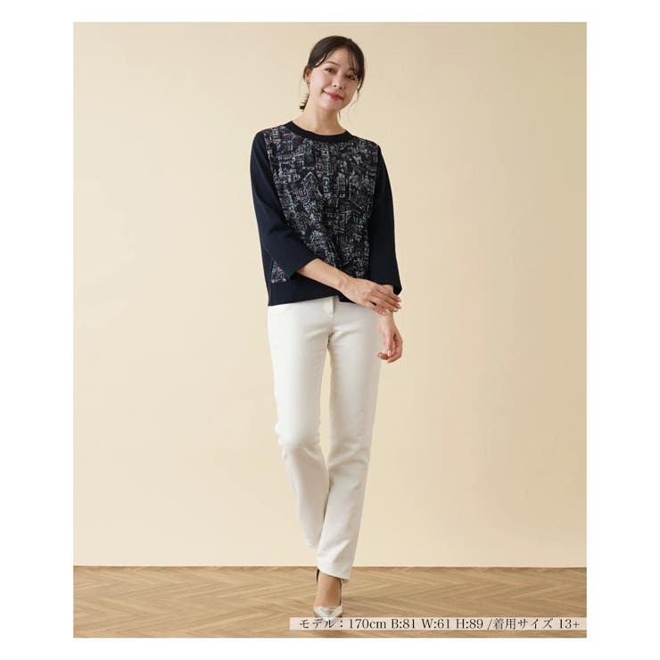 プリント切替ニットプルオーバー[品番：LAVW0008010]｜Leilian PLUS