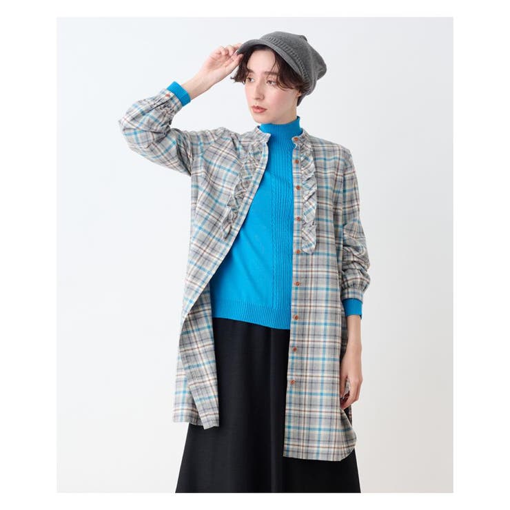 グレー系 | ロングチェックシャツ | CARA O CRUZ