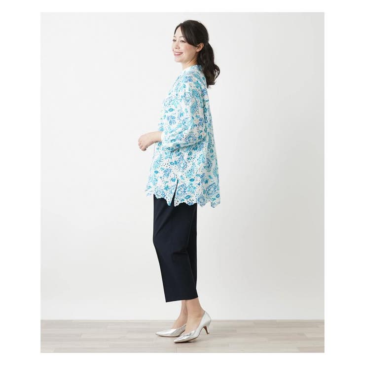 新品 Leilian カットワークレースブラウス 11号 店舗人気】カットワークレースブラウス|レリアン プラスハウス