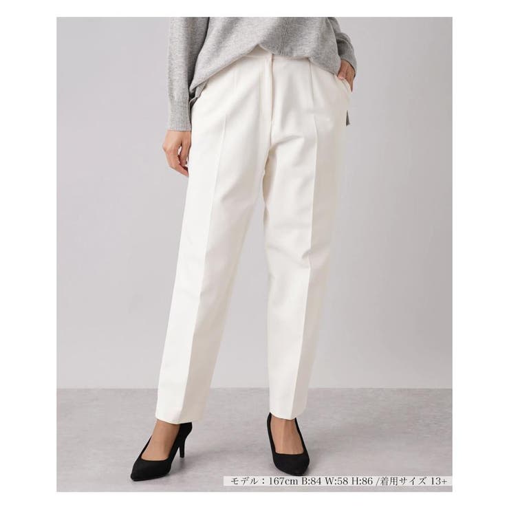 大きいサイズ！レリアンプラスハウスストレッチホワイトパンツ