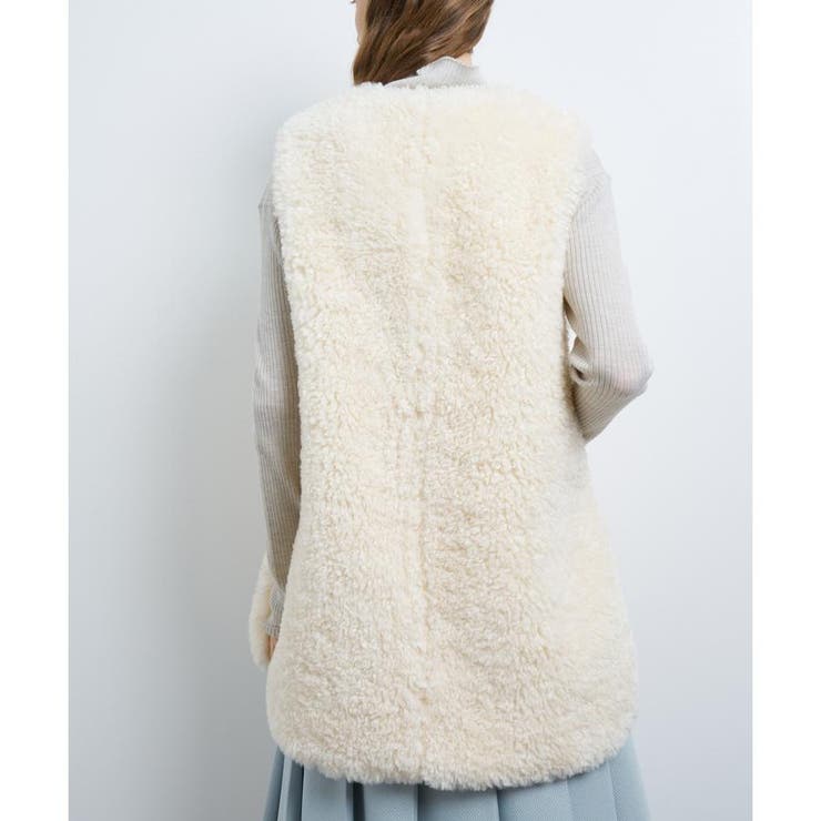 【美品】ランバンオンブルー ポンチョ ニット ラビットファー ベージュ ランバンオンブルー LANVIN en Bleu ニットスニーカー
