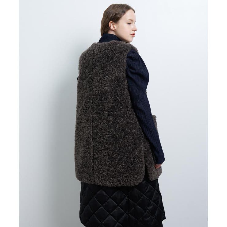 フェイクファーベスト[品番：LAVW0017411]｜LANVIN en Bleu
