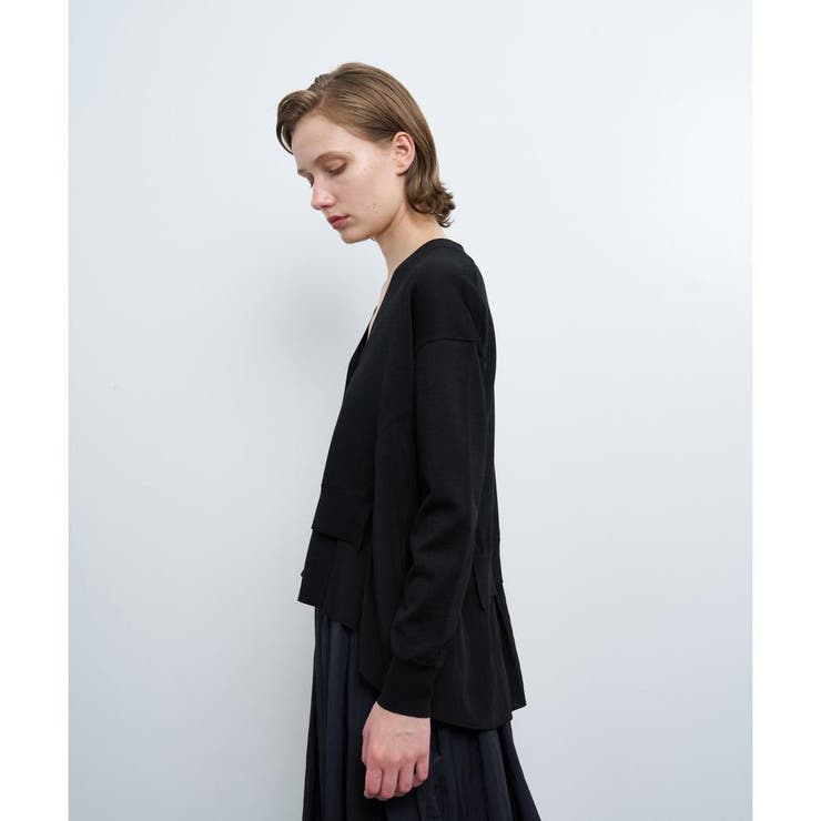 Vネックコンビカーディガン[品番：LAVW0016062]｜LANVIN en Bleu