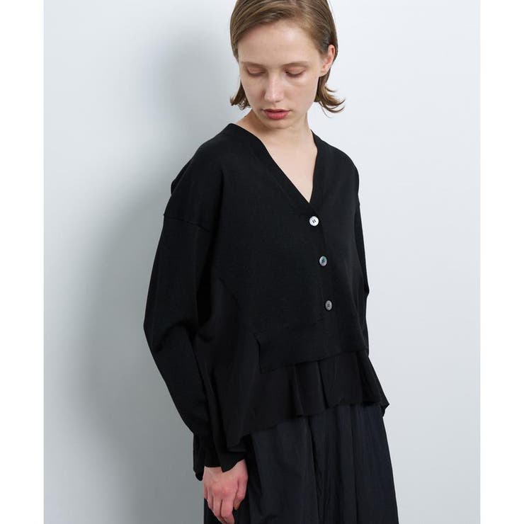 Vネックコンビカーディガン[品番：LAVW0016062]｜LANVIN en Bleu