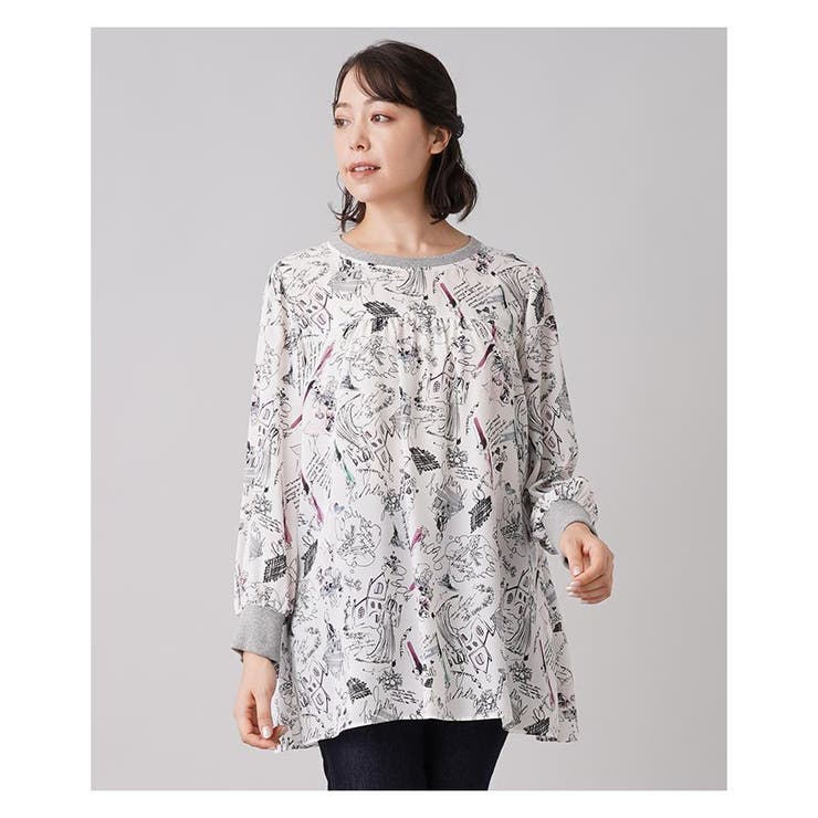 バイオレット | 総柄ブラウス | Leilian PLUS HOUSE