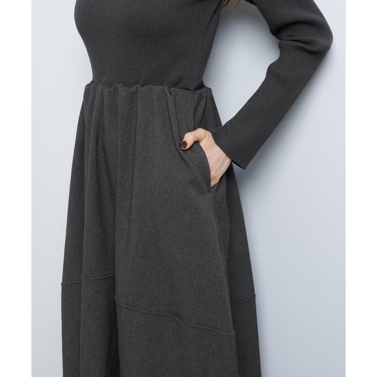 コクーンスカートニットコンビワンピース[品番：LAVW0018700