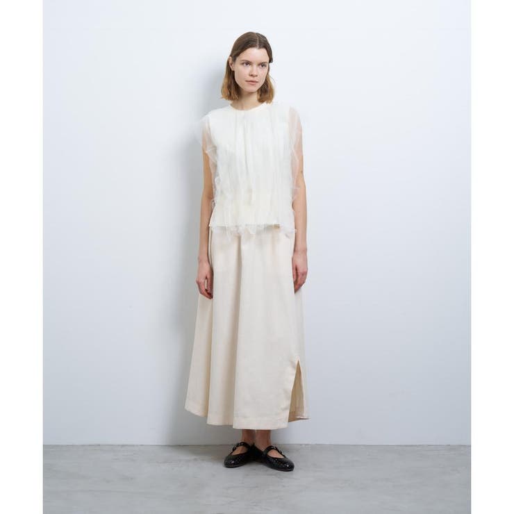 LANVIN en Bleu - 新品 ランバンオンブルー白ノースリーブ 手洗い可】ノットリボンノースリーブカットソー|LANVIN en Bleu