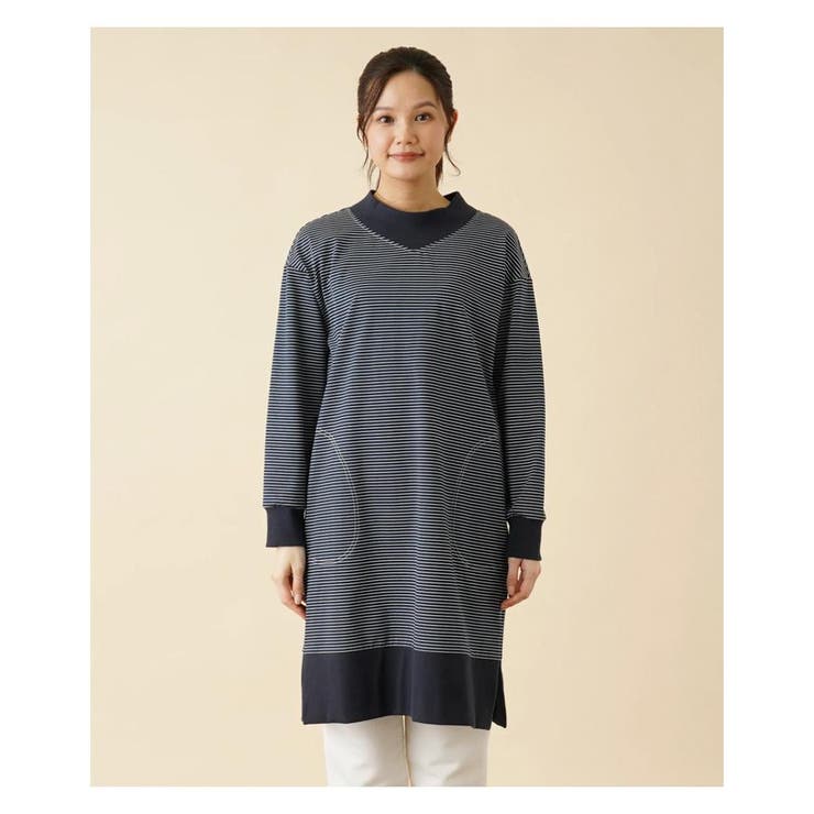 洗えるボーダーチュニックカットソー[品番：LAVW0008111]｜Leilian