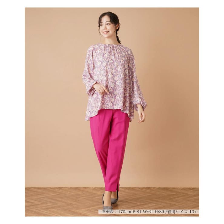 フラワー柄スモックブラウス[品番：LAVW0011315]｜Leilian PLUS HOUSE 