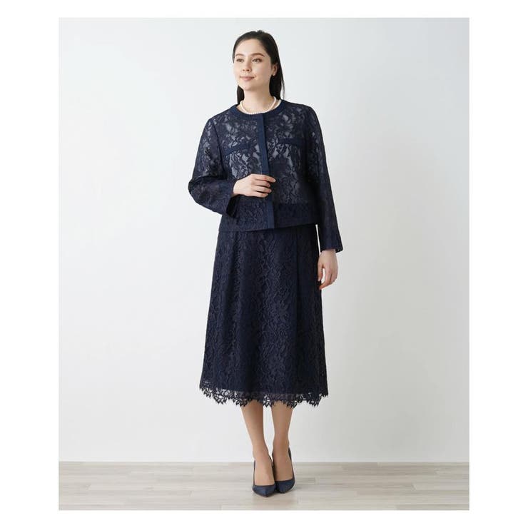 総レースノーカラージャケット[品番：LAVW0015457]｜Leilian PLUS