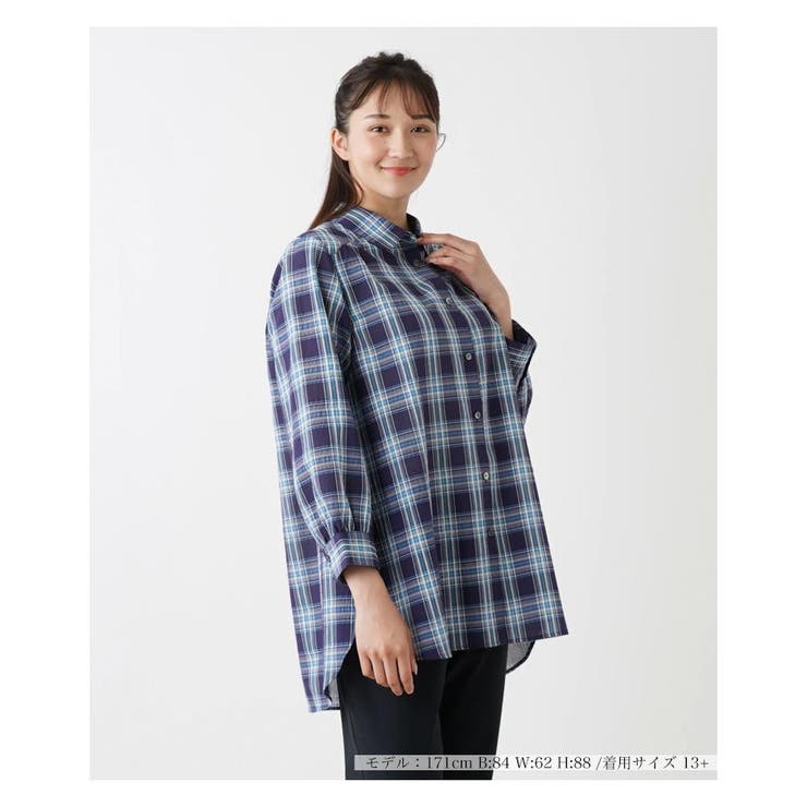 チェック柄長袖シャツ[品番：LAVW0016279]｜Leilian PLUS HOUSE