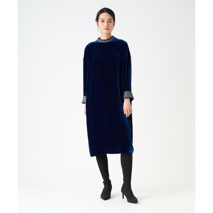 ランバン LANVIN ドレス ワンピース ビジュー ベロアビジューワンピース[品番：LAVW0019063]｜LANVIN