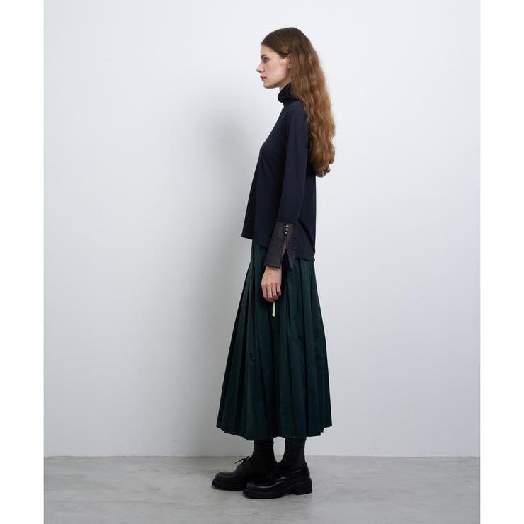 【未使用品】LANVIN シアーカフスコンビカットソー 白 未使用品】LANVIN シアーカフスコンビカットソー 白