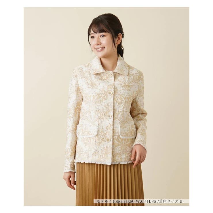 美品 ルシアンペラフィネ 刺繍入 シャツジャケット ジャガード柄 ジャガード刺繍ジャケット[品番：LAVW0014248]｜Leilian（レリアン