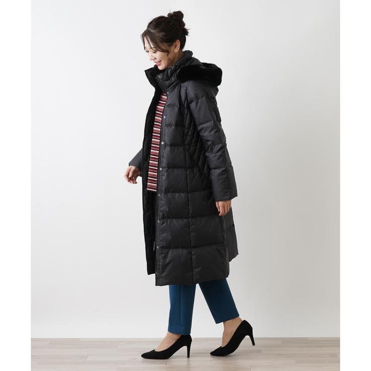 Leilian レリアン ダウンコート ロングコート Aライン　黒　Mサイズ Leilian レリアン ダウンコート ロングコート Aライン 黒 Mサイズ