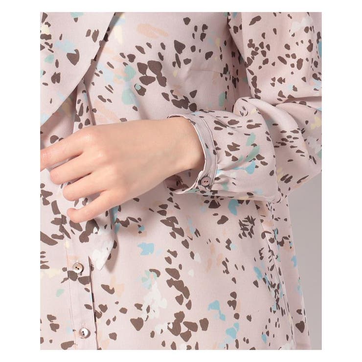Leilian 小花プリントワンピース ボウタイ ラメ糸 大きいサイズ