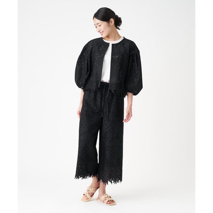 エンブロイダリーレースワイドパンツ[品番：LAVW0015389]｜LANVIN