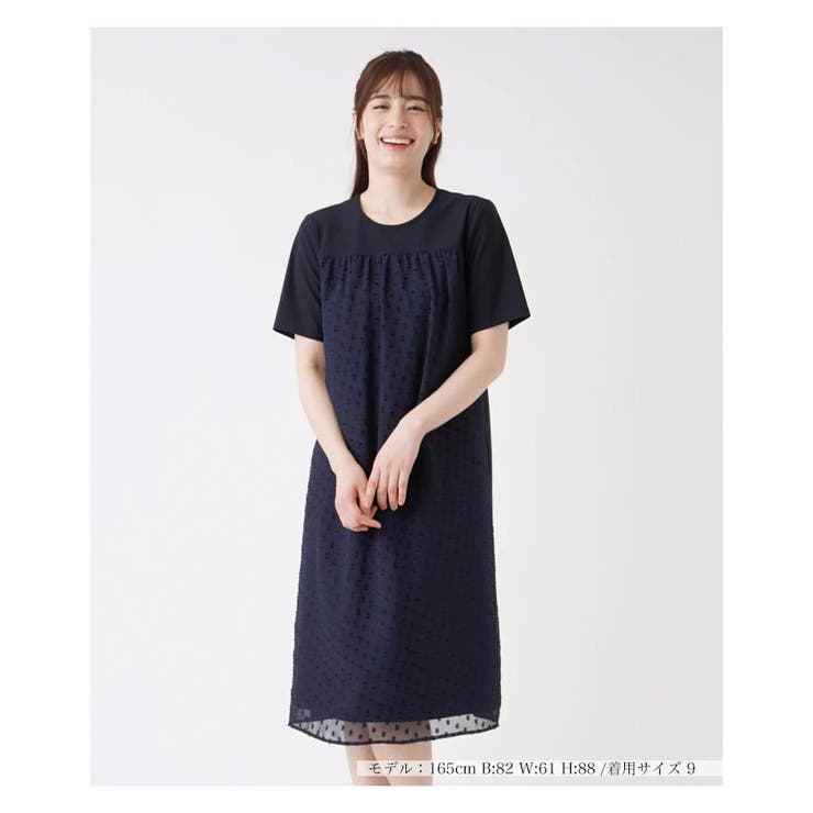 洗えるシフォン切替ワンピース | Leilian | 詳細画像1