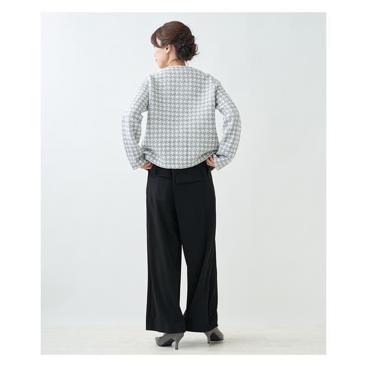 Leilian レリアン 千鳥格子柄 ジャケット ノーカラージャケット 千鳥格子柄ノーカラージャケット | Leilian (Women)/レリアン