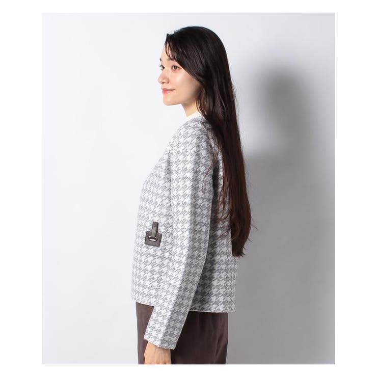 Leilian レリアン 千鳥格子柄 ジャケット ノーカラージャケット 千鳥格子柄ノーカラージャケット | Leilian (Women)/レリアン