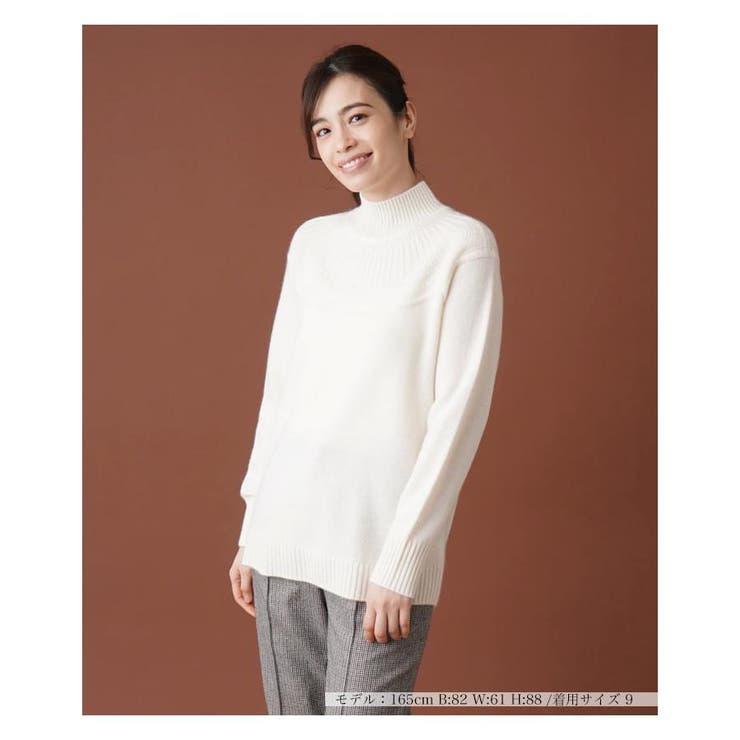 カシミヤ編地切替ハイネックニット[品番：LAVW0012782]｜Leilian