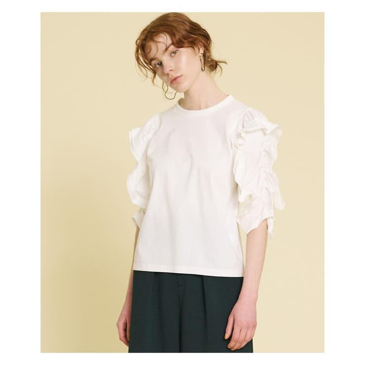 ギャザーフリルスリーブカットソー[品番：LAVW0004321]｜LANVIN