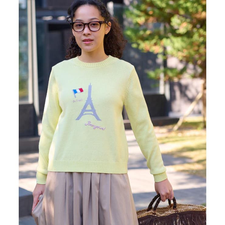 PICONE エッフェル塔刺繍ニットセーター サイズM. 新着スポーツ