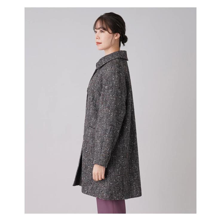 未使用　レリアン　ネップツイードステンカラーコート　ショートコート ロロピアーナ ネップツイードステンカラーコート[品番：LAVW0007242]｜Leilian PLUS