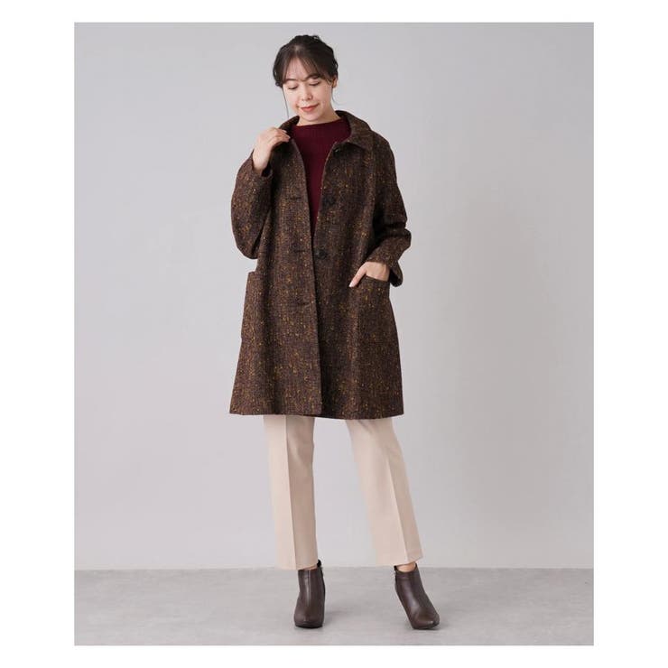 ネップツイードステンカラーコート[品番：LAVW0007242]｜Leilian PLUS