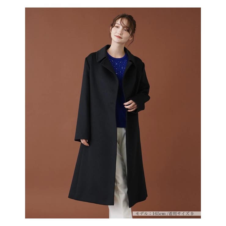 高級 レリアン leilian ロングコート カシミア65% 日本製 婦人服 