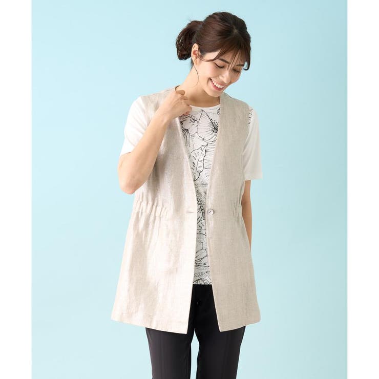 ベージュ系 | 箔プリントベスト | Leilian PLUS HOUSE