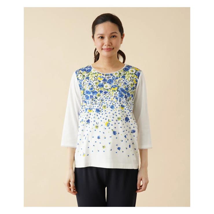 フラワープリント七分袖カットソー[品番：LAVW0008464]｜Leilian