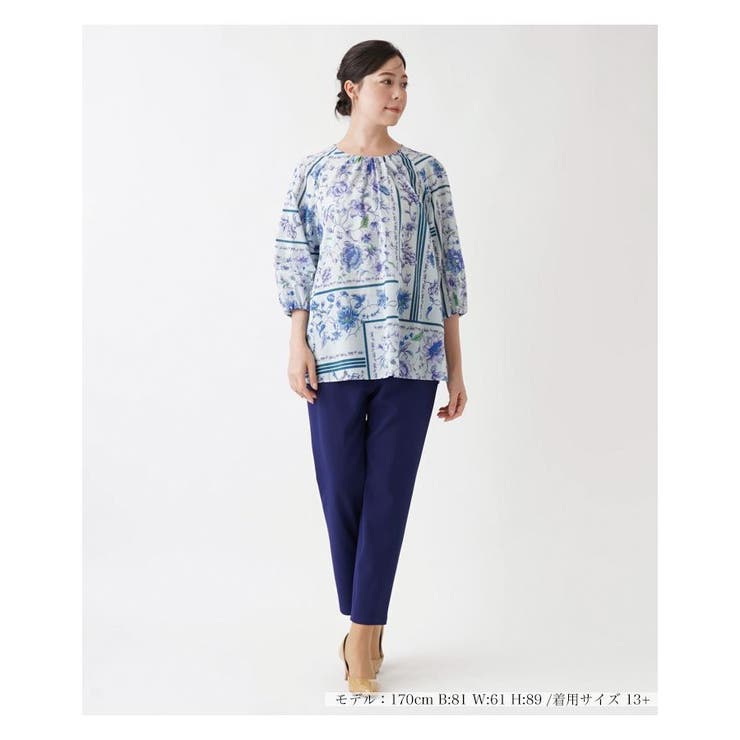 洗える花柄パネルプリントブラウス | Leilian PLUS HOUSE | 詳細画像2