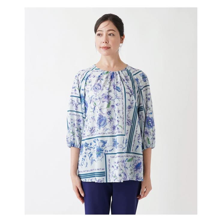 洗える花柄パネルプリントブラウス | Leilian PLUS HOUSE | 詳細画像5