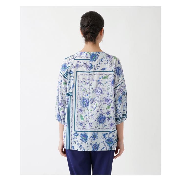 洗える花柄パネルプリントブラウス | Leilian PLUS HOUSE | 詳細画像7