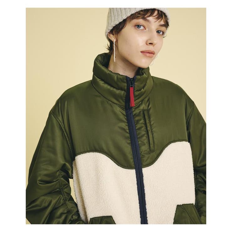 ランバンオンブルー【ヒートナビ使用】ツイルコンビボアロングコート♡38 ランバンオンブルー【ヒートナビ使用】ツイルコンビボアロングコート