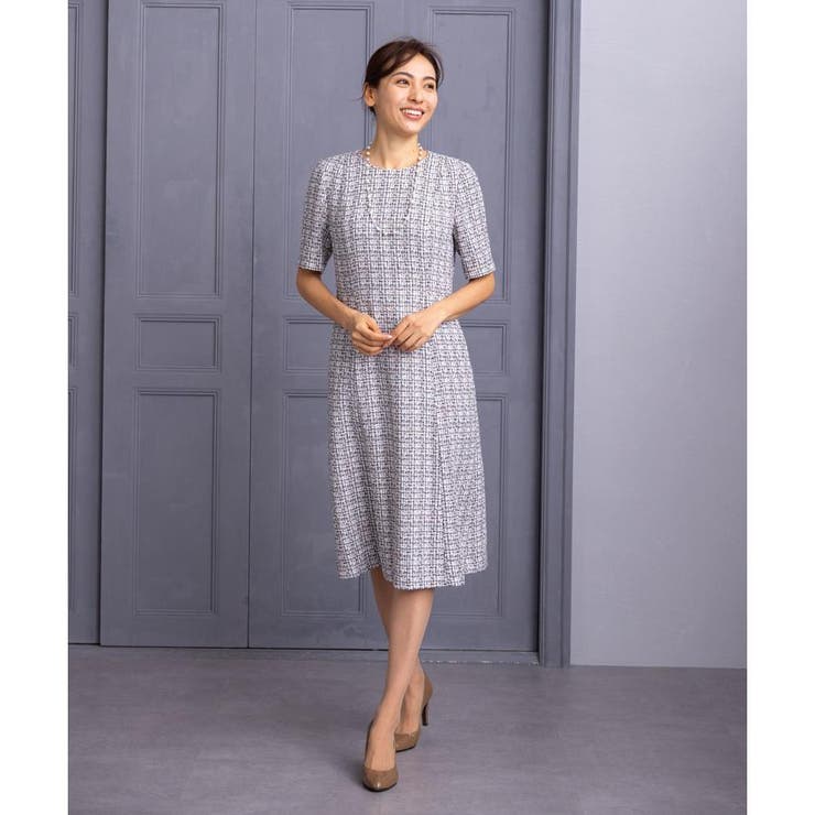 Leilianレリアン スキッパーネックワンピース 13＋ ボトルネック